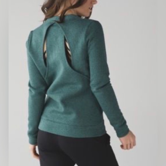 Lululemon Cut Out Back Crew Sweatshirt Teal - Picture 6 of 6